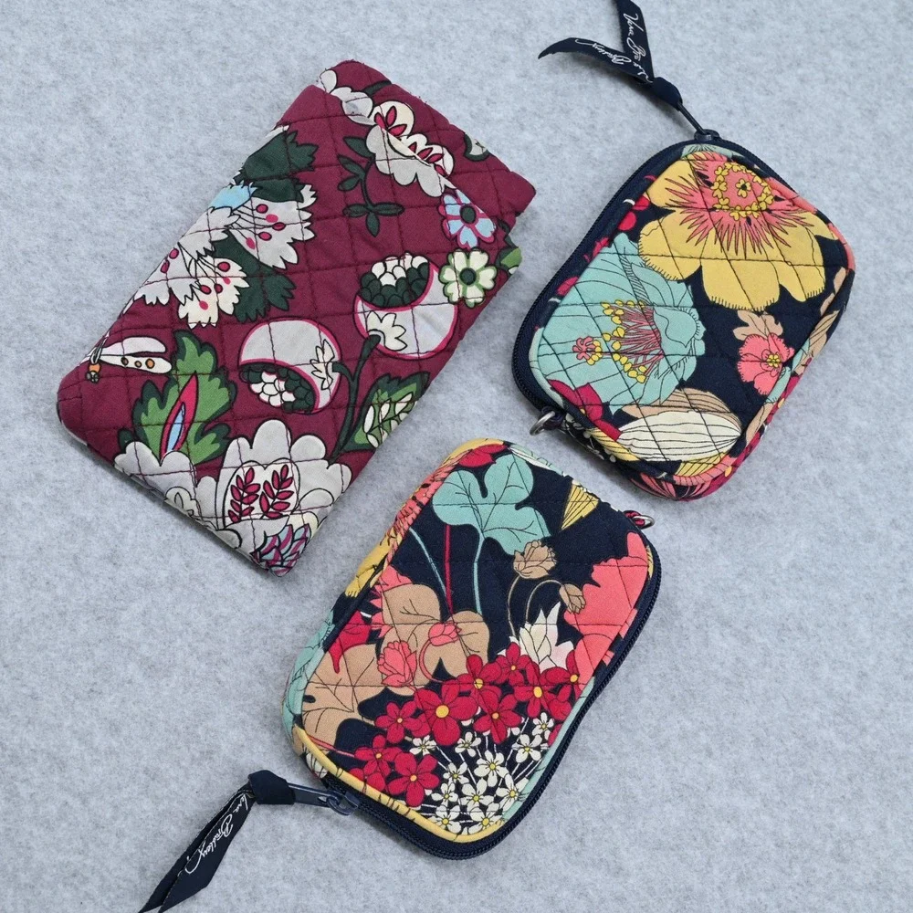 Vera Bradley 3pc Lot Eyeglass Case Happy Snails Coin Purse Bordeaux Blooms Zip - Picture 7 of 8